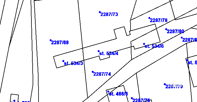 Parcela st. 534/4 v KÚ Kamenný Újezd, Katastrální mapa