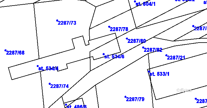Parcela st. 534/6 v KÚ Kamenný Újezd, Katastrální mapa
