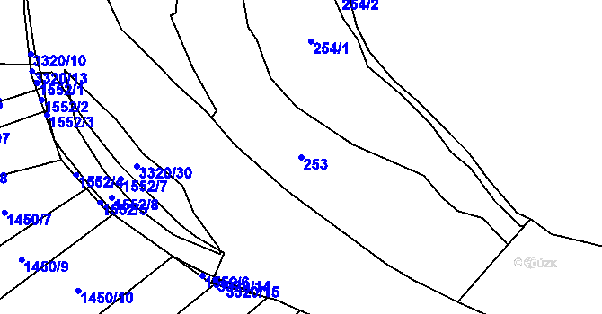 Parcela st. 253 v KÚ Kamenný Újezd, Katastrální mapa
