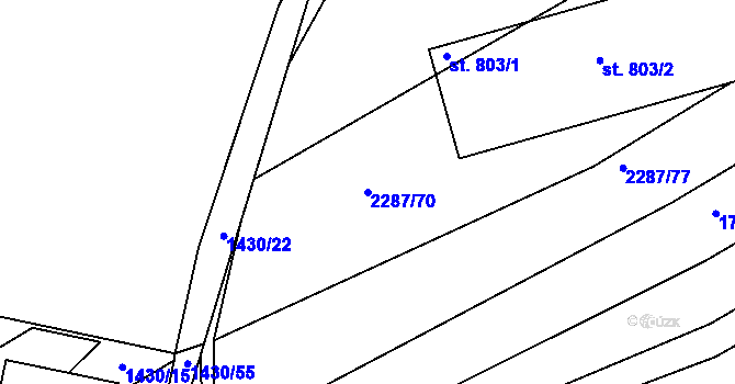 Parcela st. 2287/70 v KÚ Kamenný Újezd, Katastrální mapa
