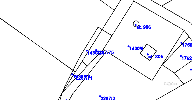 Parcela st. 2287/75 v KÚ Kamenný Újezd, Katastrální mapa