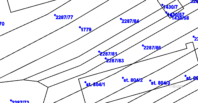 Parcela st. 2287/81 v KÚ Kamenný Újezd, Katastrální mapa