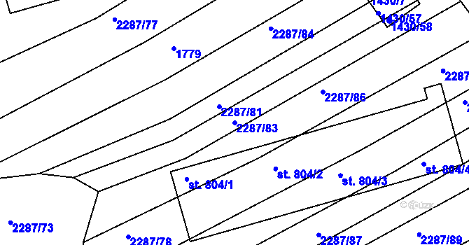 Parcela st. 2287/83 v KÚ Kamenný Újezd, Katastrální mapa