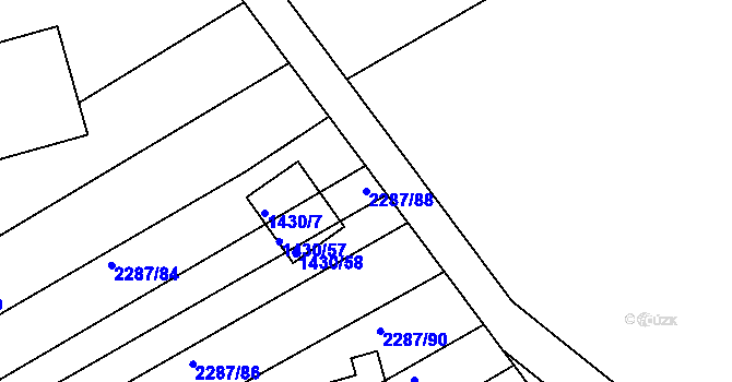 Parcela st. 2287/88 v KÚ Kamenný Újezd, Katastrální mapa