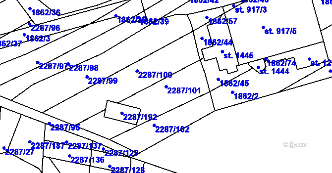 Parcela st. 2287/101 v KÚ Kamenný Újezd, Katastrální mapa