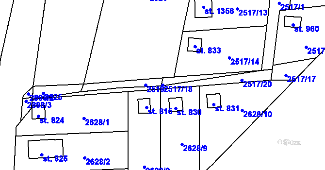 Parcela st. 2517/18 v KÚ Kamenný Újezd, Katastrální mapa