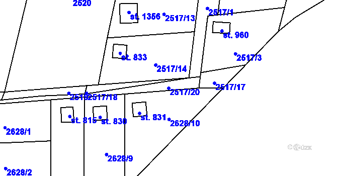 Parcela st. 2517/20 v KÚ Kamenný Újezd, Katastrální mapa