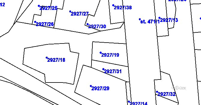 Parcela st. 2927/19 v KÚ Kamenný Újezd, Katastrální mapa