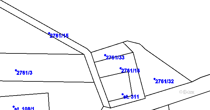 Parcela st. 2761/33 v KÚ Kamenný Újezd, Katastrální mapa