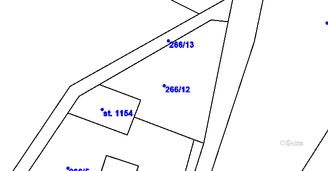 Parcela st. 266/12 v KÚ Kamenný Újezd, Katastrální mapa