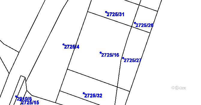Parcela st. 2725/16 v KÚ Kamenný Újezd, Katastrální mapa