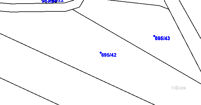 Parcela st. 695/42 v KÚ Kamenný Újezd, Katastrální mapa