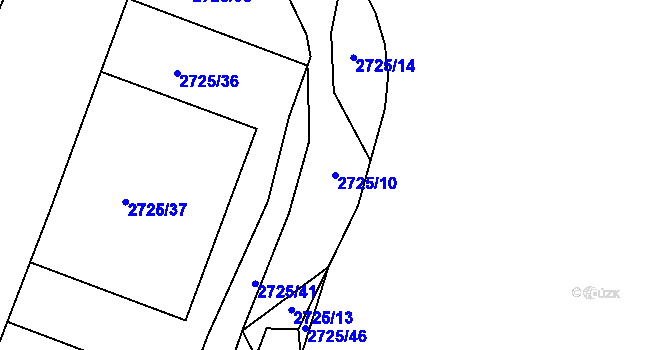 Parcela st. 2725/10 v KÚ Kamenný Újezd, Katastrální mapa