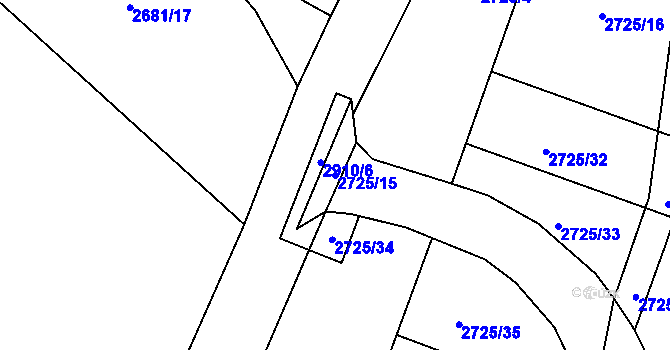 Parcela st. 2725/15 v KÚ Kamenný Újezd, Katastrální mapa