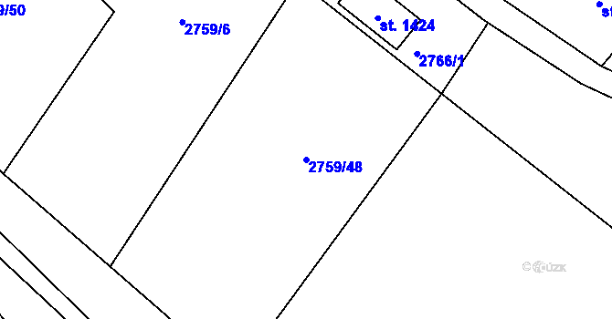 Parcela st. 2759/48 v KÚ Kamenný Újezd, Katastrální mapa