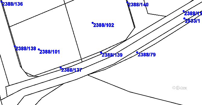 Parcela st. 2388/139 v KÚ Kamenný Újezd, Katastrální mapa