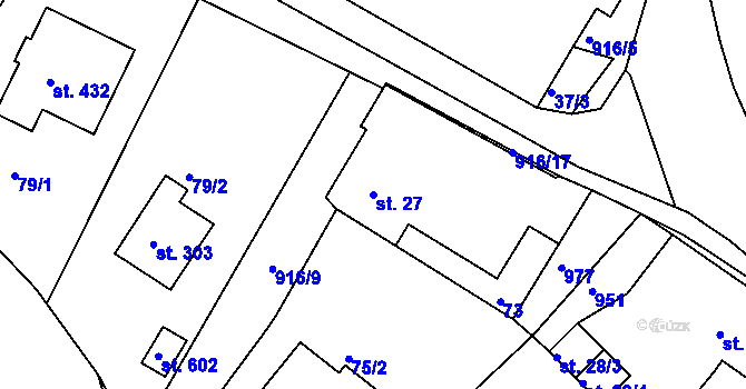 Parcela st. 27 v KÚ Kamenný Újezd u Rokycan, Katastrální mapa