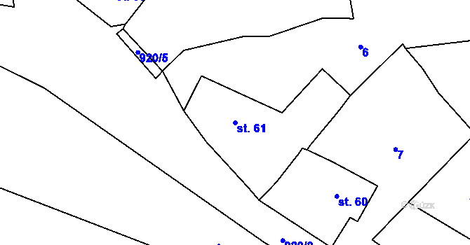 Parcela st. 61 v KÚ Kamenný Újezd u Rokycan, Katastrální mapa