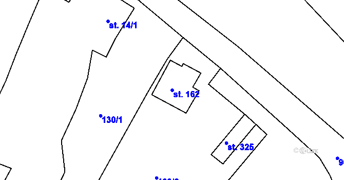 Parcela st. 162 v KÚ Kamenný Újezd u Rokycan, Katastrální mapa