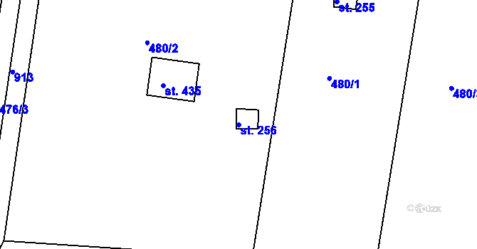 Parcela st. 256 v KÚ Kamenný Újezd u Rokycan, Katastrální mapa
