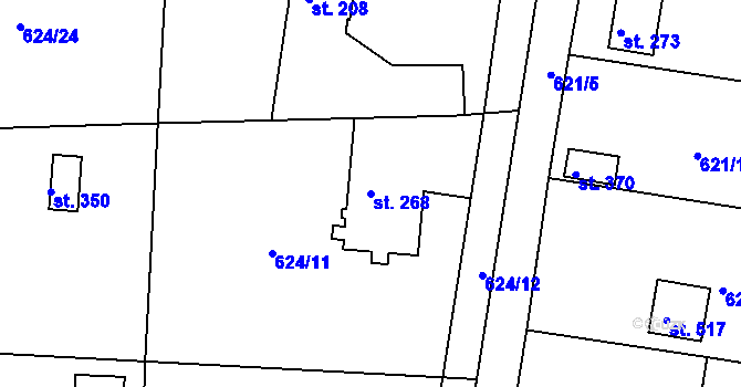 Parcela st. 268 v KÚ Kamenný Újezd u Rokycan, Katastrální mapa