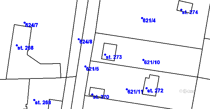 Parcela st. 273 v KÚ Kamenný Újezd u Rokycan, Katastrální mapa