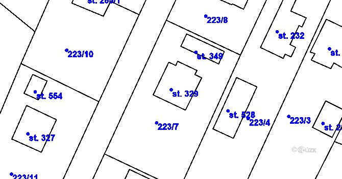 Parcela st. 329 v KÚ Kamenný Újezd u Rokycan, Katastrální mapa