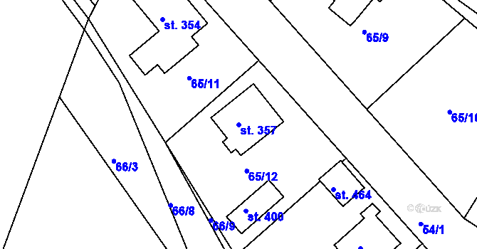Parcela st. 357 v KÚ Kamenný Újezd u Rokycan, Katastrální mapa