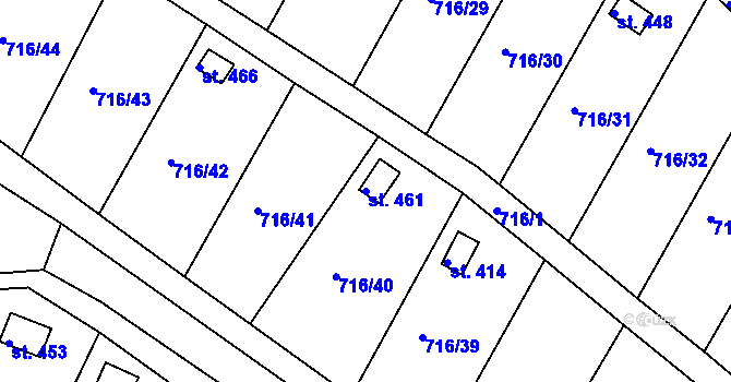 Parcela st. 461 v KÚ Kamenný Újezd u Rokycan, Katastrální mapa