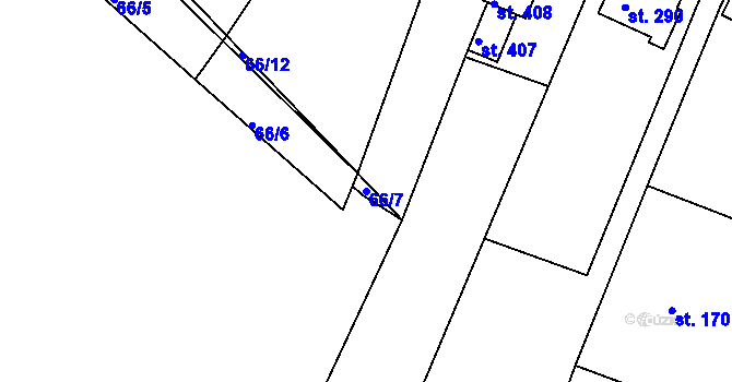 Parcela st. 66/7 v KÚ Kamenný Újezd u Rokycan, Katastrální mapa