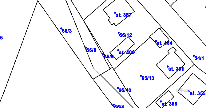Parcela st. 66/9 v KÚ Kamenný Újezd u Rokycan, Katastrální mapa