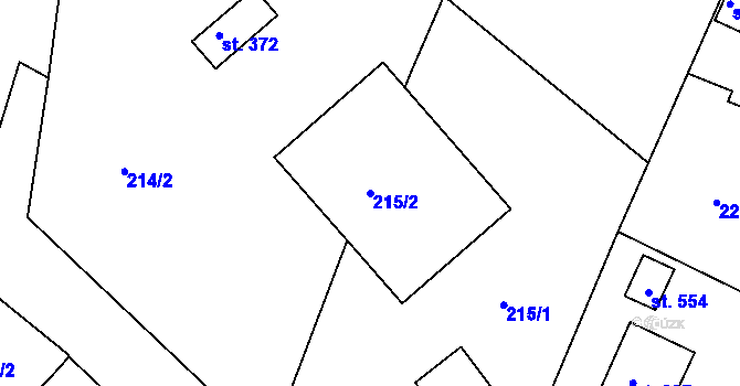 Parcela st. 215/2 v KÚ Kamenný Újezd u Rokycan, Katastrální mapa