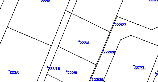 Parcela st. 222/8 v KÚ Kamenný Újezd u Rokycan, Katastrální mapa