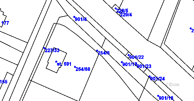 Parcela st. 254/6 v KÚ Kamenný Újezd u Rokycan, Katastrální mapa