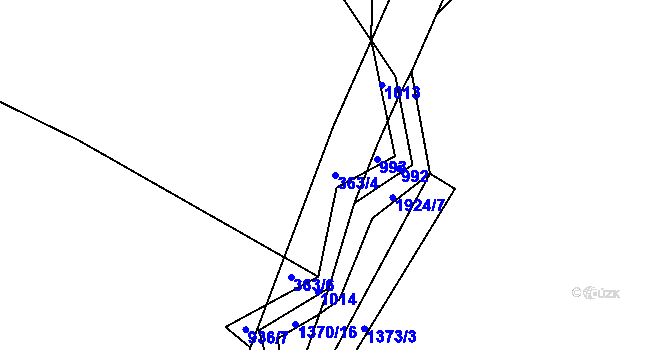 Parcela st. 363/4 v KÚ Kamenný Újezd u Rokycan, Katastrální mapa