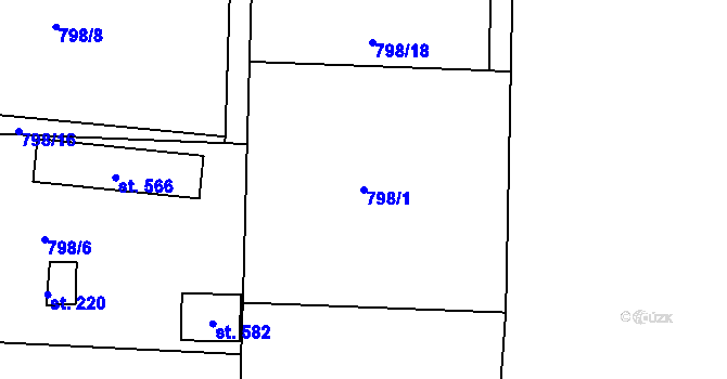 Parcela st. 798/1 v KÚ Kamenný Újezd u Rokycan, Katastrální mapa