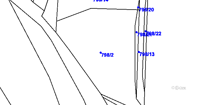 Parcela st. 798/2 v KÚ Kamenný Újezd u Rokycan, Katastrální mapa