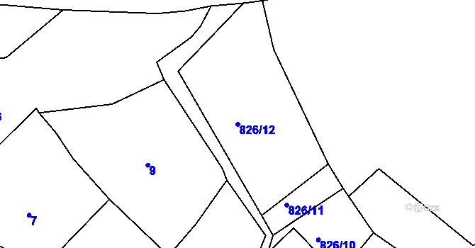 Parcela st. 826/12 v KÚ Kamenný Újezd u Rokycan, Katastrální mapa