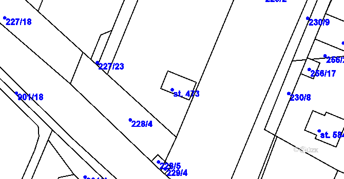 Parcela st. 473 v KÚ Kamenný Újezd u Rokycan, Katastrální mapa