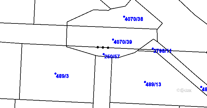 Parcela st. 250/57 v KÚ Kamenný Újezd u Rokycan, Katastrální mapa