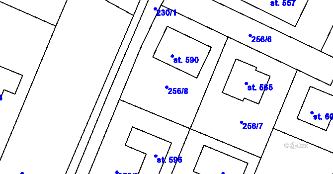 Parcela st. 256/8 v KÚ Kamenný Újezd u Rokycan, Katastrální mapa