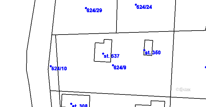 Parcela st. 537 v KÚ Kamenný Újezd u Rokycan, Katastrální mapa