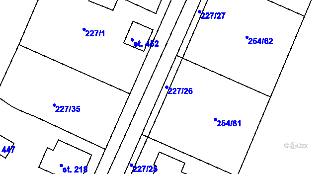 Parcela st. 227/26 v KÚ Kamenný Újezd u Rokycan, Katastrální mapa