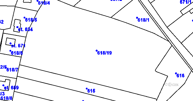 Parcela st. 618/19 v KÚ Kamenný Újezd u Rokycan, Katastrální mapa
