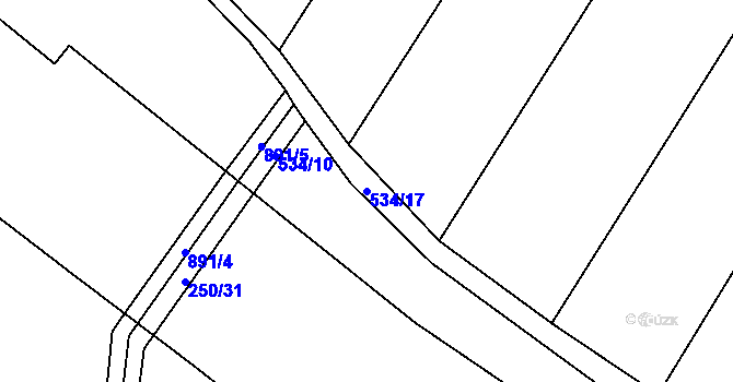 Parcela st. 534/17 v KÚ Kamenný Újezd u Rokycan, Katastrální mapa