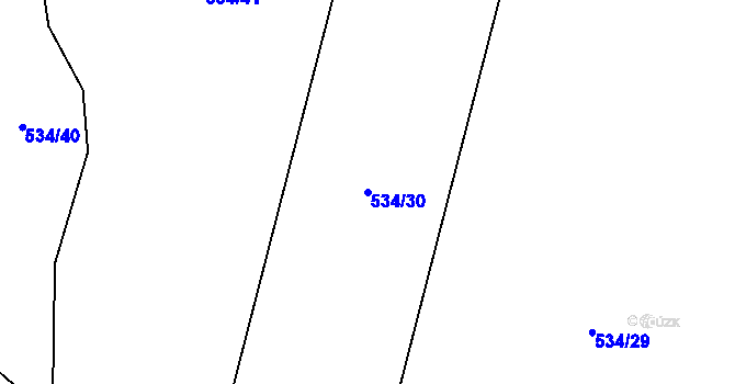 Parcela st. 534/30 v KÚ Kamenný Újezd u Rokycan, Katastrální mapa