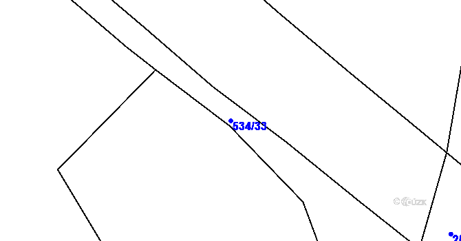 Parcela st. 534/33 v KÚ Kamenný Újezd u Rokycan, Katastrální mapa
