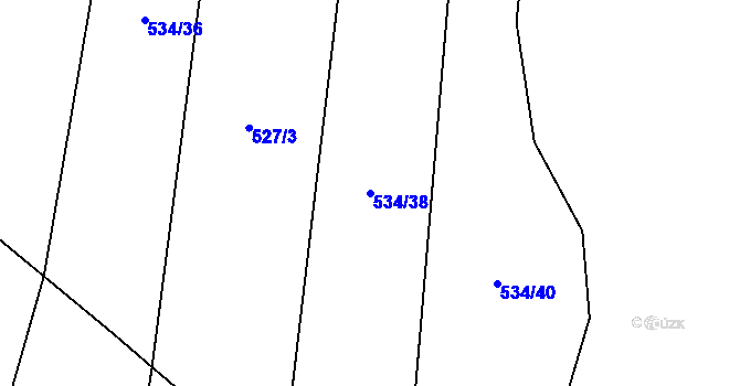 Parcela st. 534/38 v KÚ Kamenný Újezd u Rokycan, Katastrální mapa