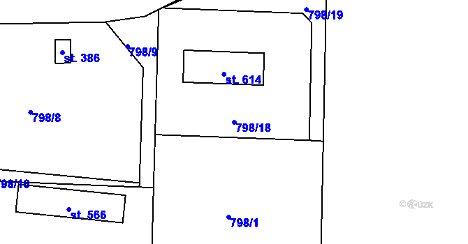 Parcela st. 798/18 v KÚ Kamenný Újezd u Rokycan, Katastrální mapa