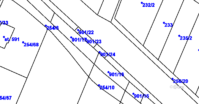 Parcela st. 901/24 v KÚ Kamenný Újezd u Rokycan, Katastrální mapa